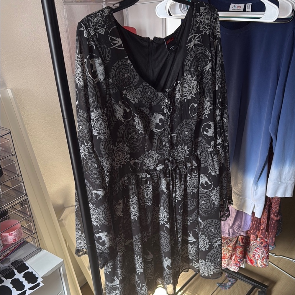 Netflix Yennefer Icons Dress Ruched Bishop Sleeve Sundress